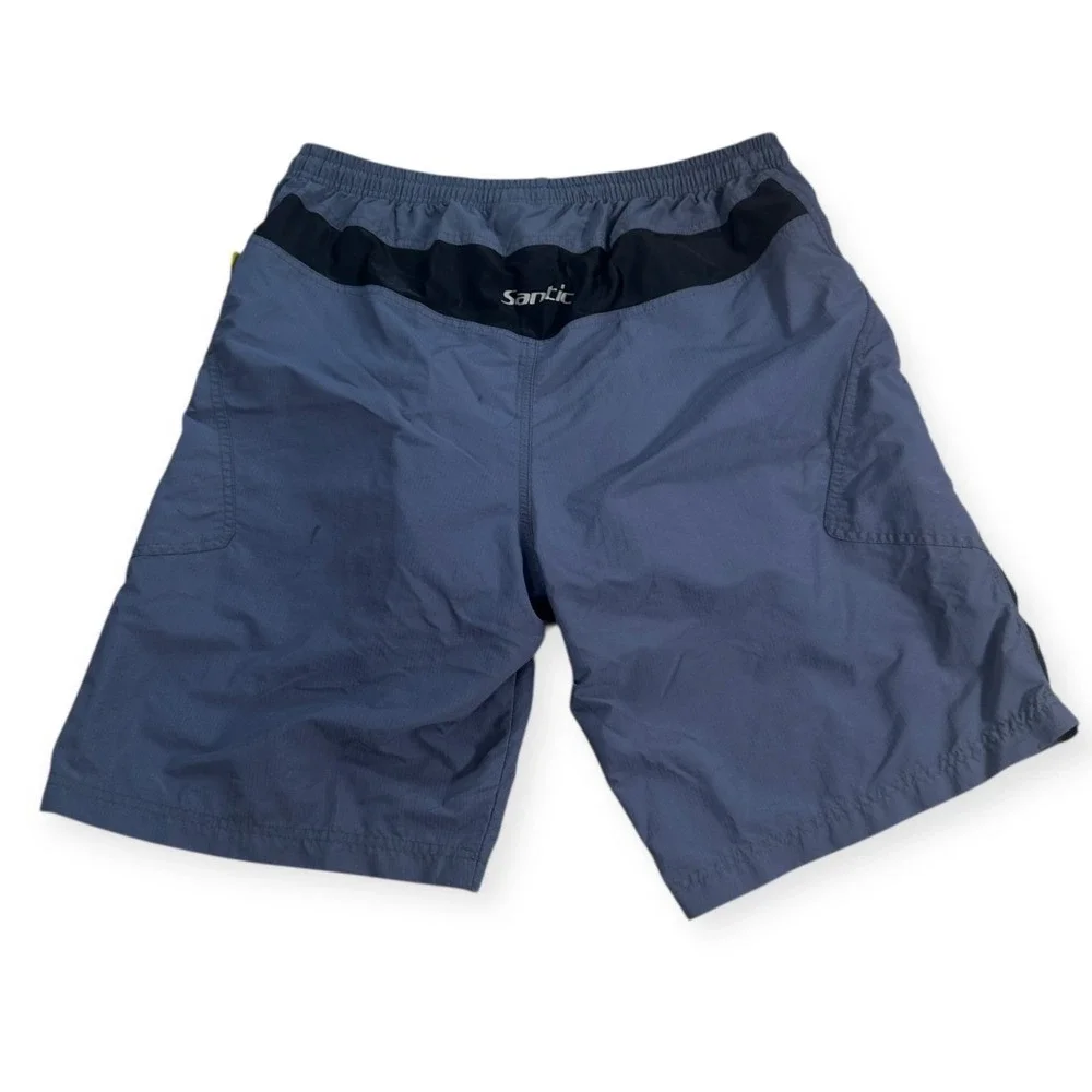 Santic‎ Cycling Shorts Mens XL Blue Gray Padded Chamois Zipper Pockets Biking